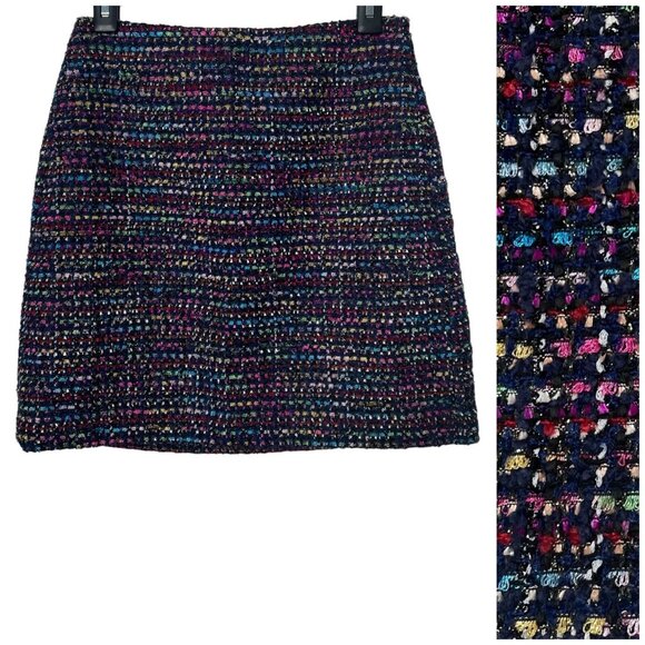 LOFT Dresses & Skirts - LOFT Womens Skirt Size 2 Petites Tweed Shimmer Textured Lined Side Zip 603096
